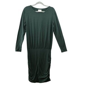 Hush UK Bodycon Long Sleeve T Shirt Dress Women S Green‎ Ruched Modal Blend